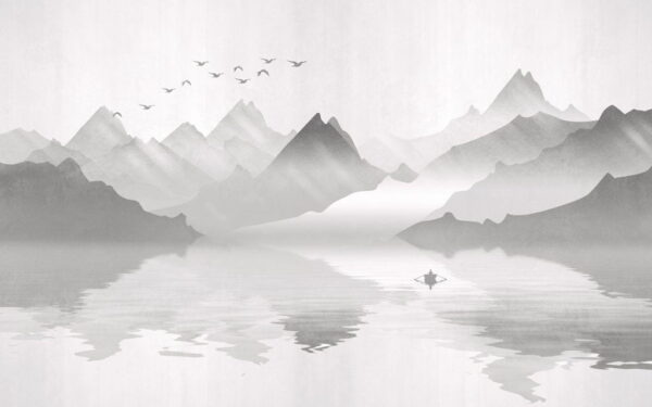 Papier Peint Bateau Sur Un Lac De Montagne
