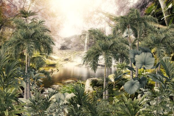Papier Peint Cascade magique dans la jungle tropicale