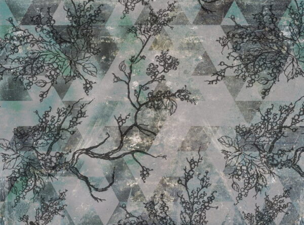 Papier Peint Motif Floral et Géométrique