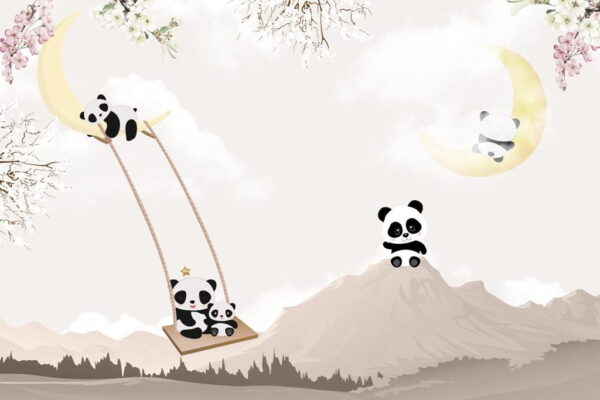 Papier Peint Pandas Sur Une Balançoire