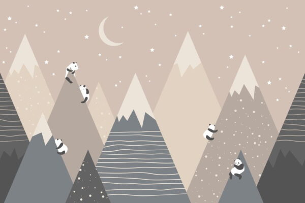 Papier Peint Pandas Au Sommet Des Montagnes