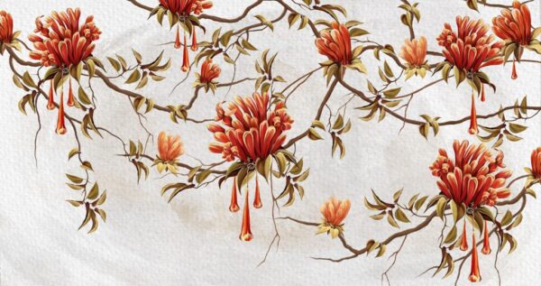 Papier Peint Bourgeons d'arbres rouges