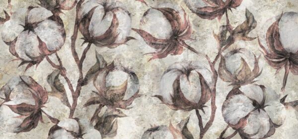 Papier Peint Mur de Fleurs de Coton