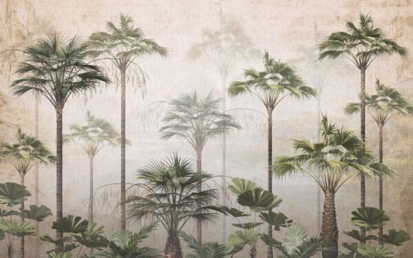 Papier Peint Palmiers élancés dans la brume
