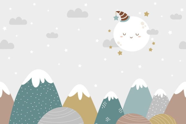 Papier Peint Rêve de lune paisible pour les enfants