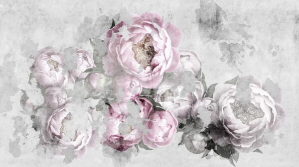 Papier Peint Pivoines Grises et Roses