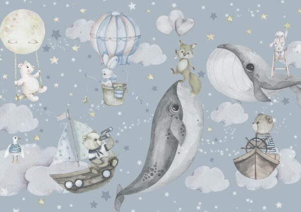 Papier Peint Baleines dans les nuages