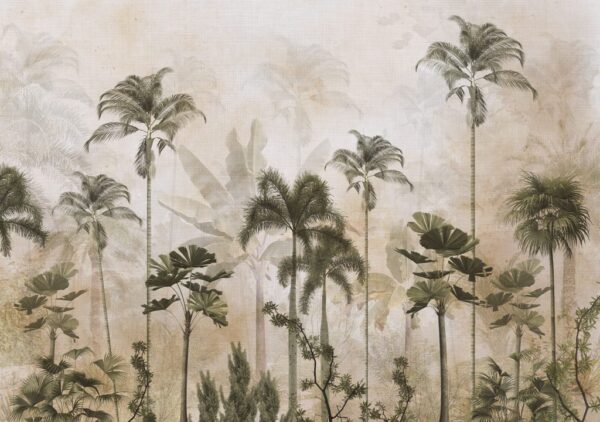 Papier Peint Grands Palmiers Derrière La Brume