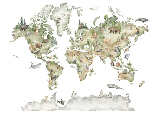 Papier Peint Carte Du Monde Verte