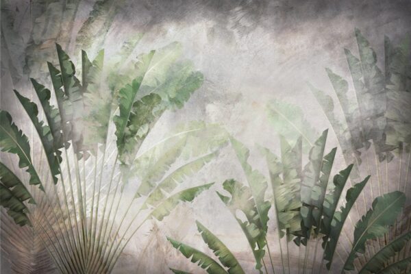 Papier Peint Éventails Verts Dans La Brume