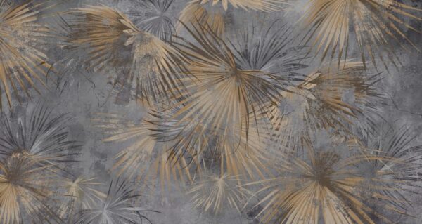 Papier Peint Or Feuilles Décomposées