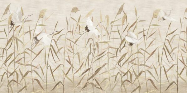 Papier Peint Grues Parmi L'herbe