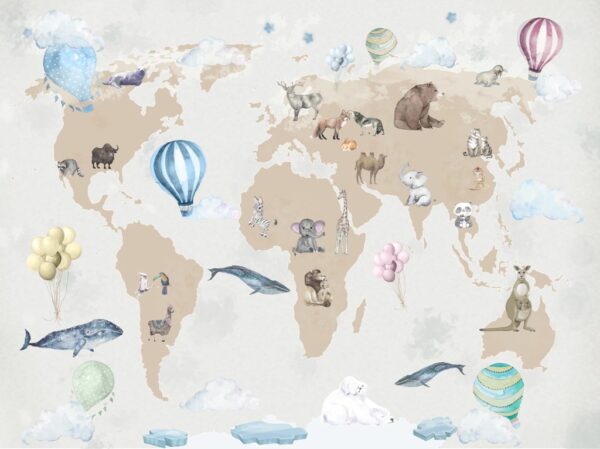Papier Peint Animaux Sur La Carte Du Monde
