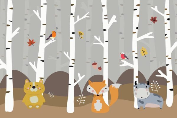 Papier Peint Animaux Parmi Les Bouleaux