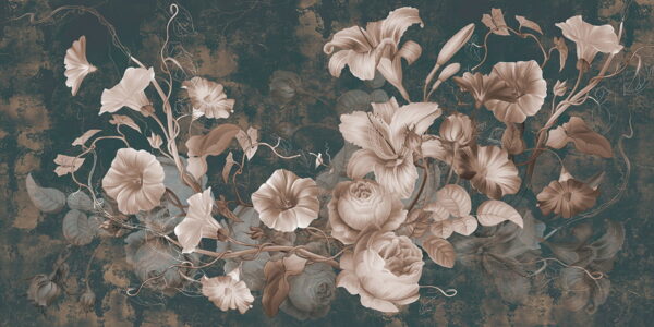 Papier peint Fleurs sur un mur sombre