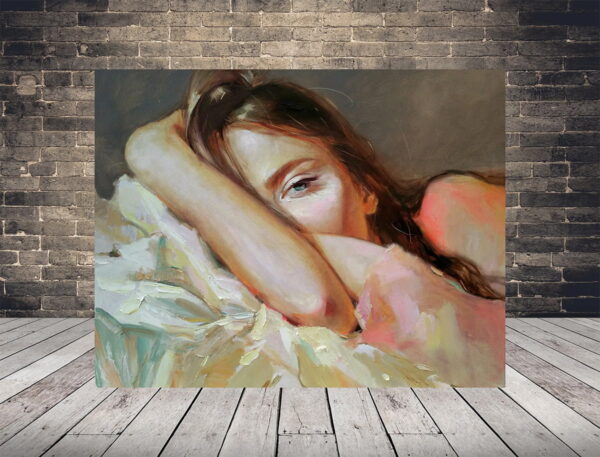 Image Fille sur un oreiller
