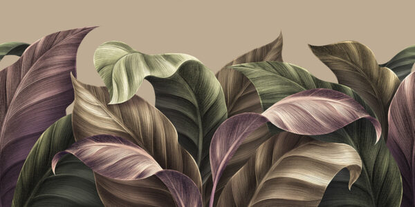 Papier peint Feuilles de palmier rose et vert