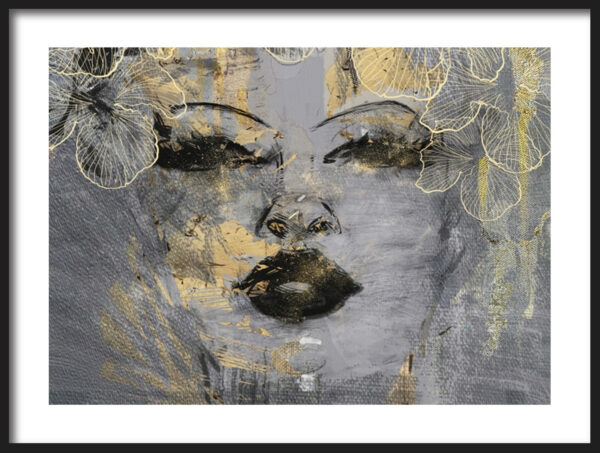 Afiche Fille en or dans les fleurs