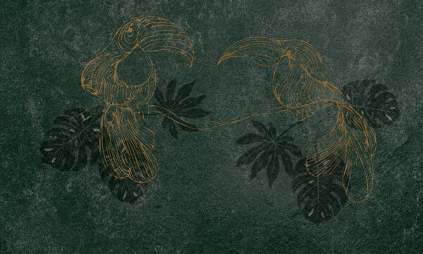 Peinture Toucans en or