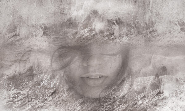 Peinture murale Femme avec la tête dans les nuages
