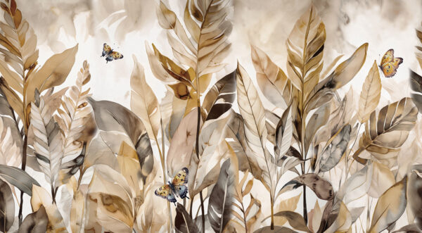 Peinture murale Feuilles peintes