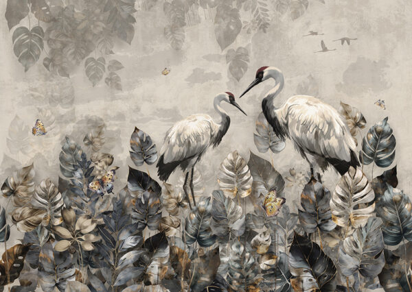 Peinture murale Grues