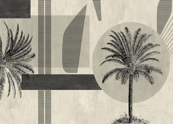 Papier peint Arbres tropicaux à motifs géométriques