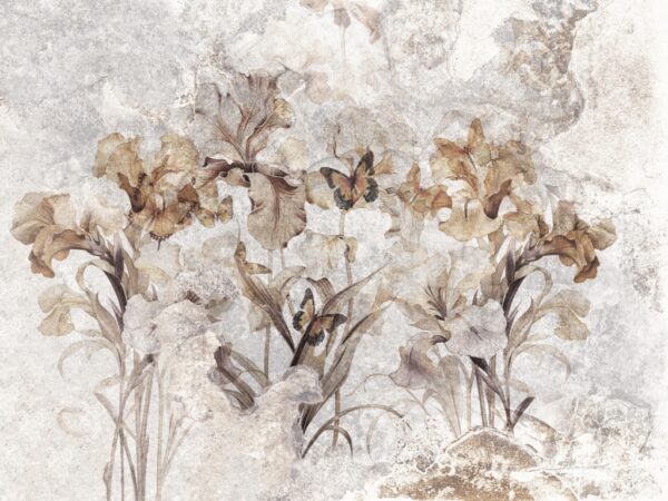 Papier peint Fleurs et papillons