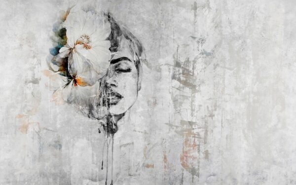 Papier peint Elle et la fleur