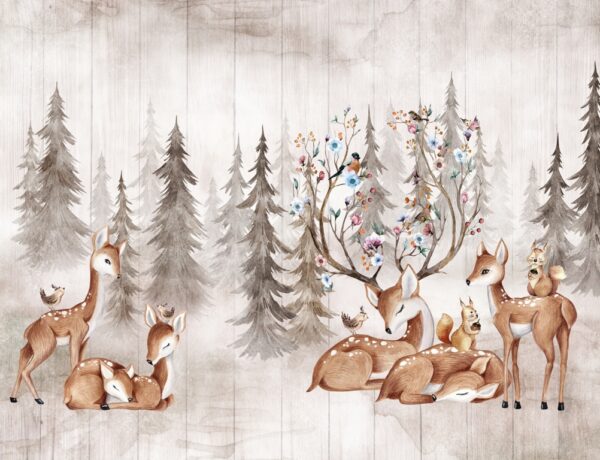 Papier peint Famille de cerfs