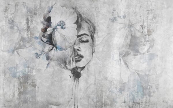 Papier peint Visage dans les fleurs