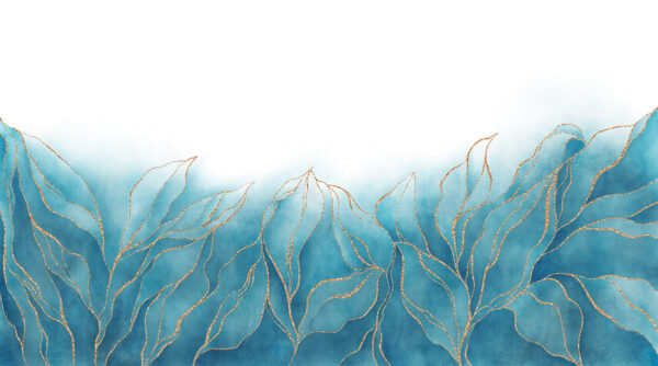 Papier peint Feuilles abstraites sur fond bleu