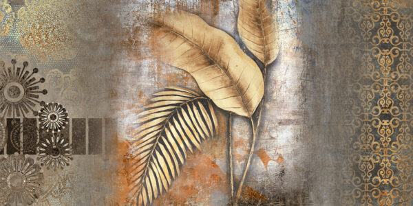 Papier peint Feuilles sur fond vintage