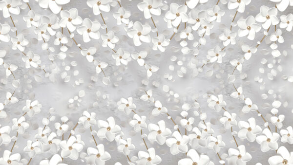 Papier peint Mur de fleurs blanches
