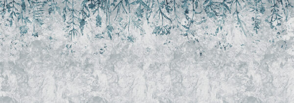 Papier peint Feuilles bleues suspendues