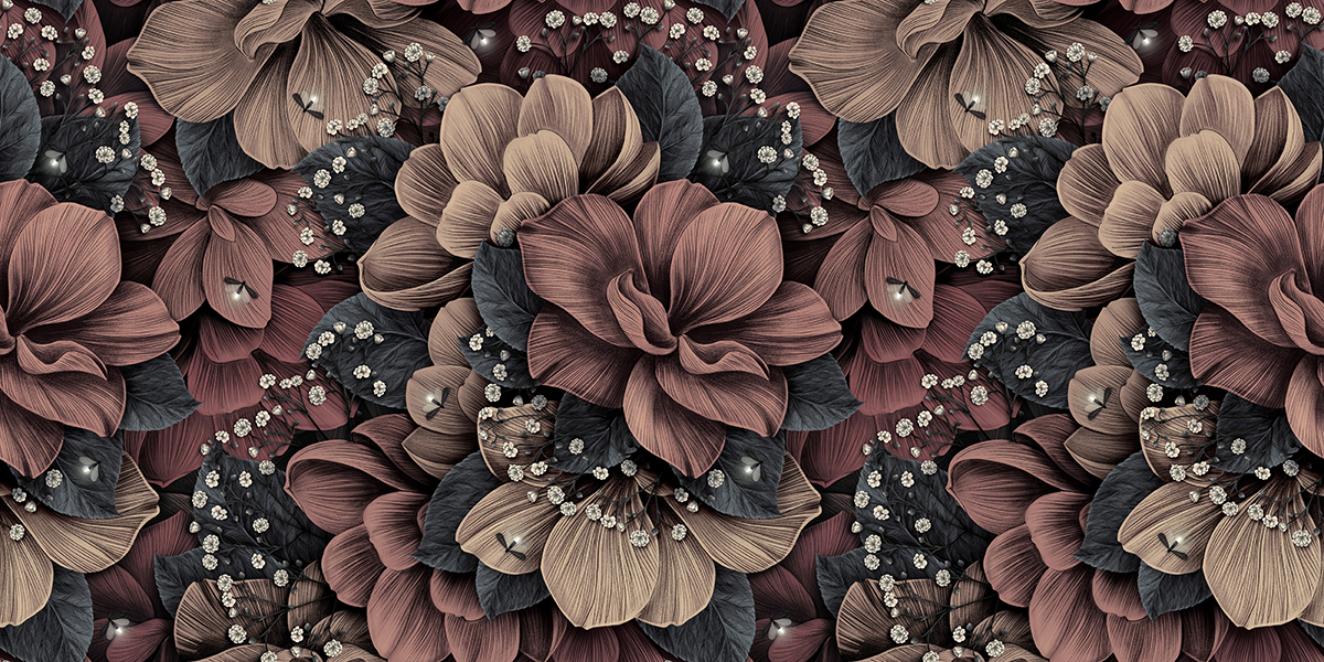 Luxury,Wallpaper,,Mystical,Seamless,Pattern,,Vintage,Floral,Background.,Delicate,Big