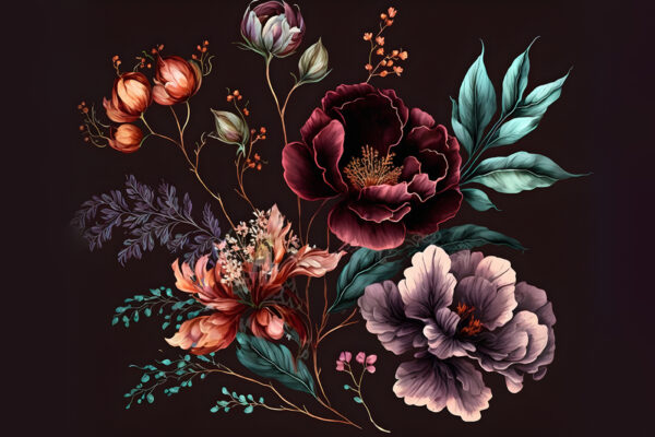 Papier peint Fleurs dans une édition sombre