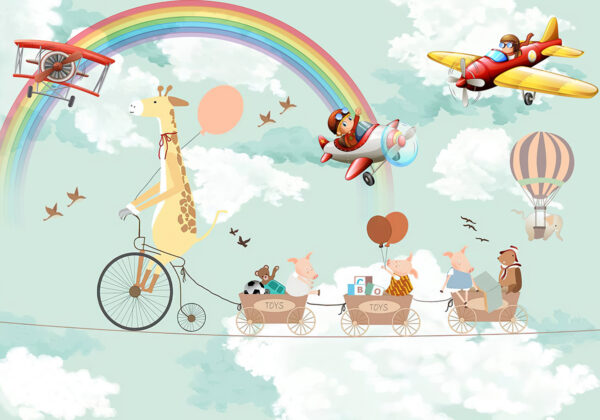 Papier peint Joyeux voyage dans les nuages