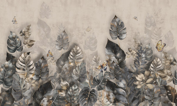 Papier peint Feuilles de Monstera sombres