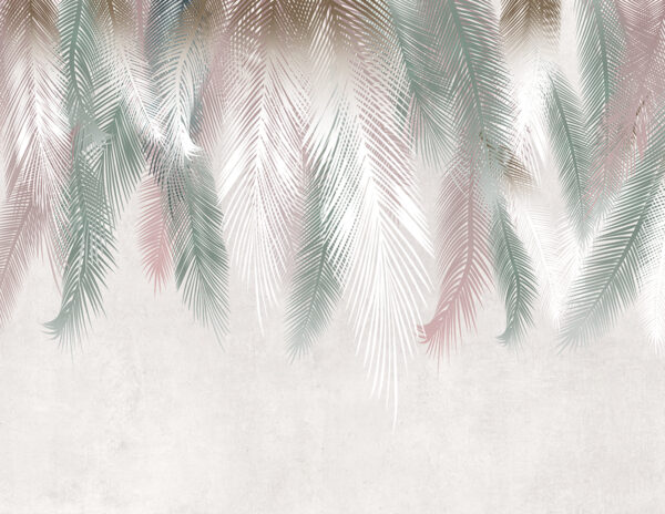 Papier peint Feuilles tricolores