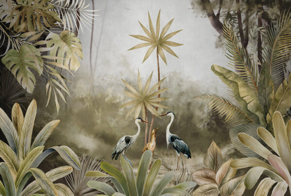 Papier peint Grues dans la jungle