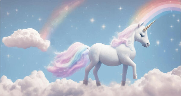 Papier peint Licorne arc-en-ciel