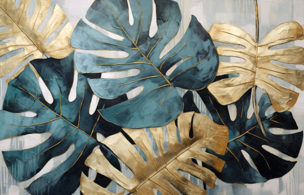 Papier peint Feuilles de Monstera peintes