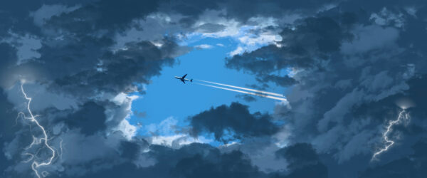 Papier peint Jet dans les nuages