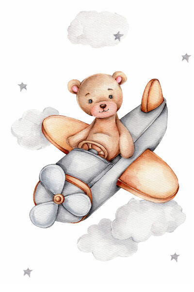 Papier peint Ours en peluche dans l'avion