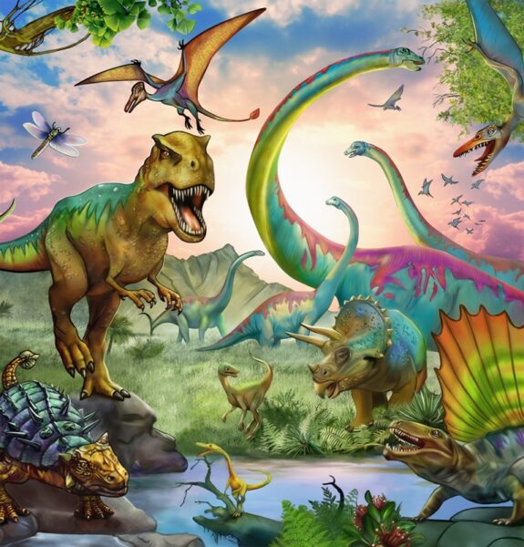 Papier peint Dinosaures en couleur
