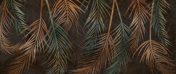 Papier peint Feuille d'or et verte
