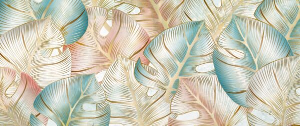 Papier peint Feuilles pastel