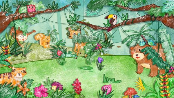 Papier peint Jungle dessinée