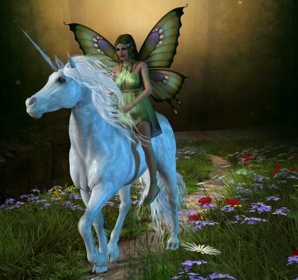 Papier peint Licorne avec elfe